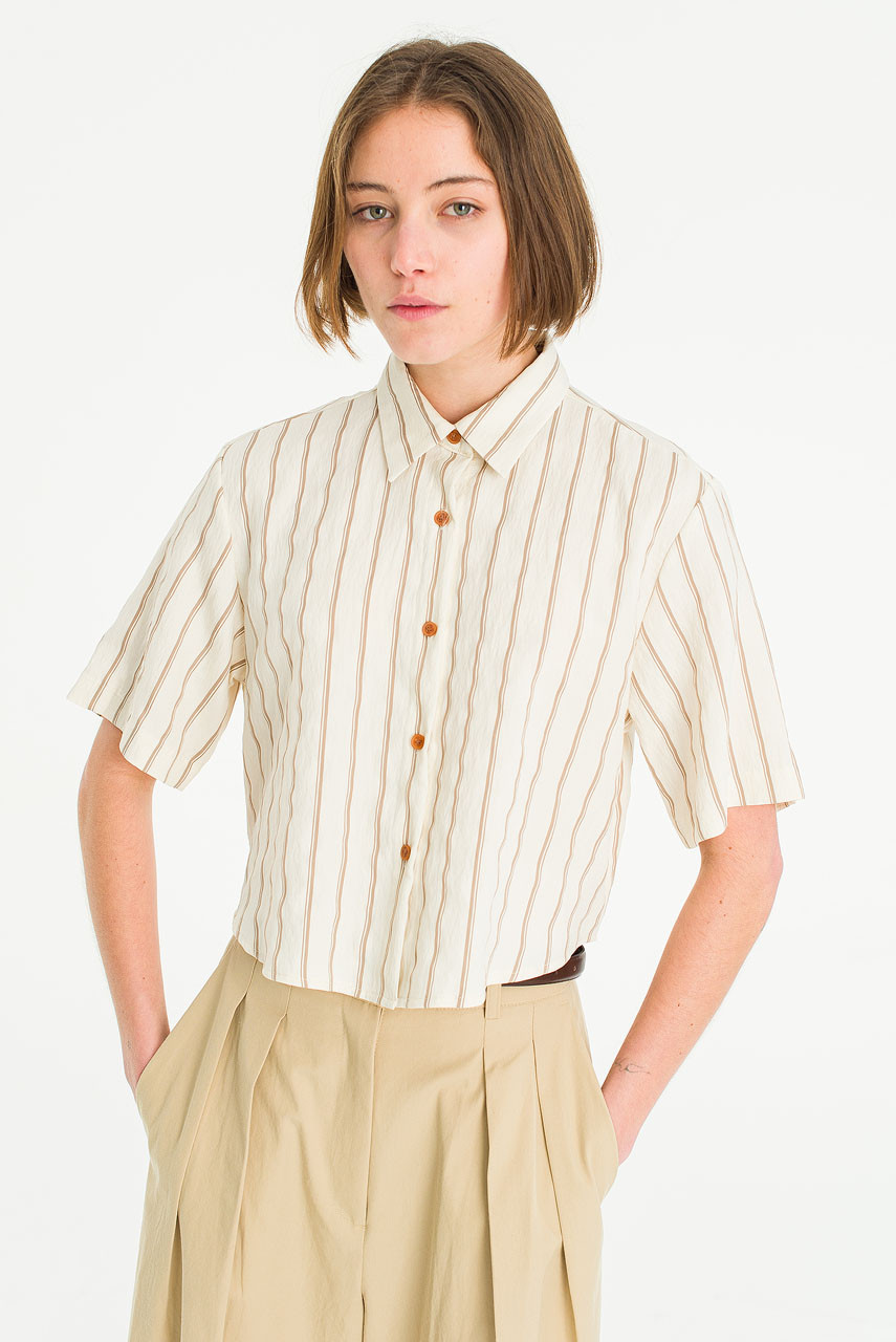 ジャケット・アウター GOD ONLY KNOWS CROPPED STRIPED SHIRT Amazon.com: GORGLITTER Men's Striped Boxy Copped Shirt