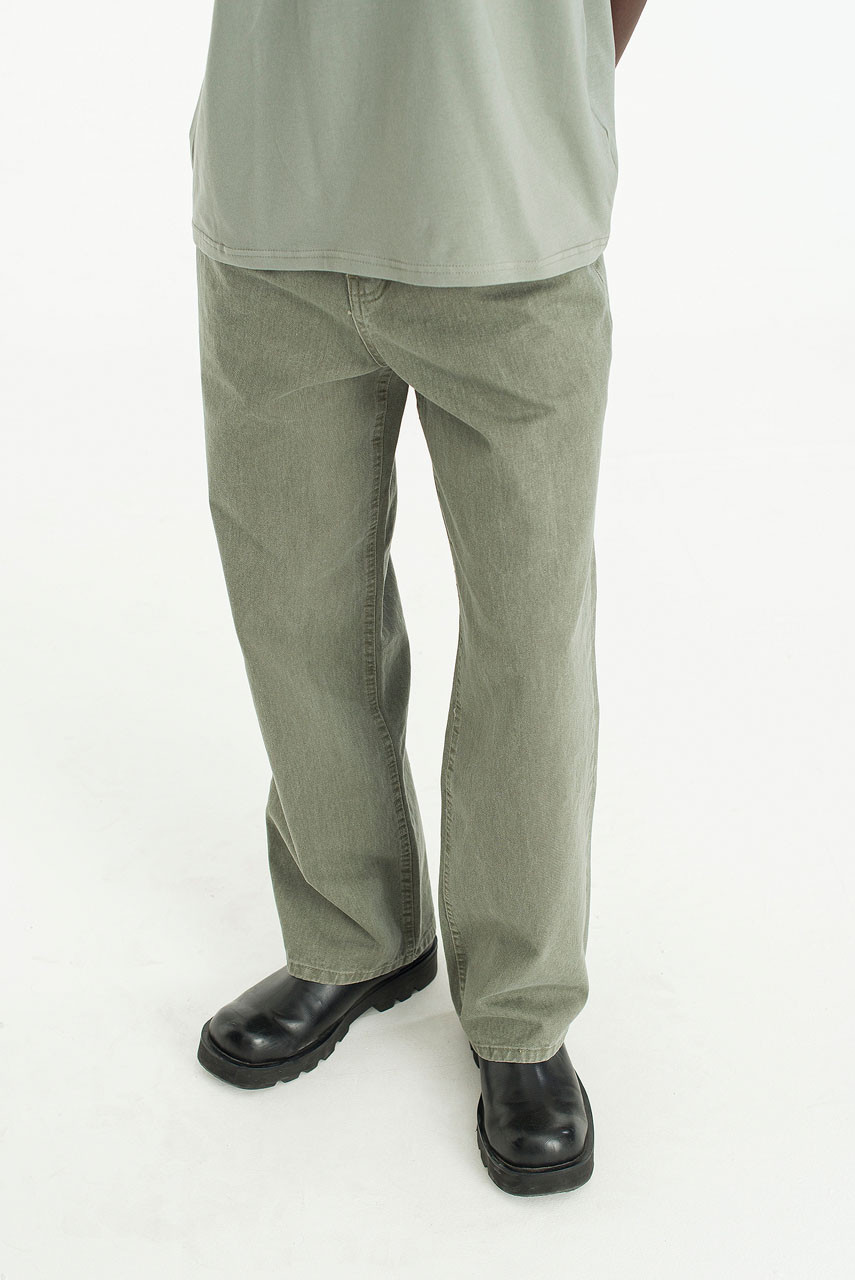 Menswear | Washed Cotton Pants, Khaki