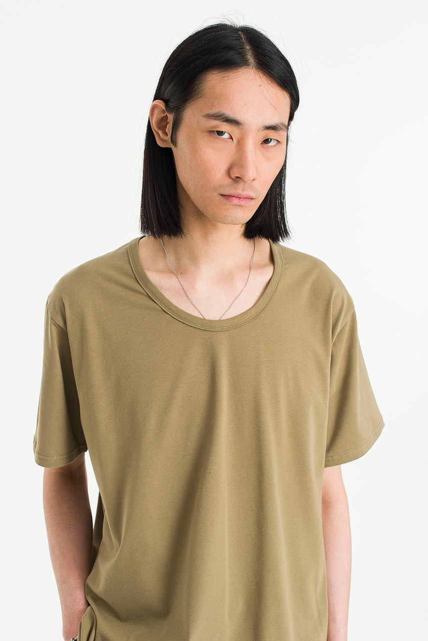 Menswear | Soft Scoop-Neck Tee, Beige