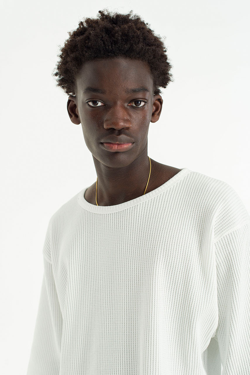 Menswear | 3/4 Sleeve Waffle Tee, White