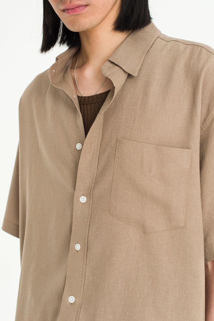 Menswear | Linen Bio Shirt, Brown