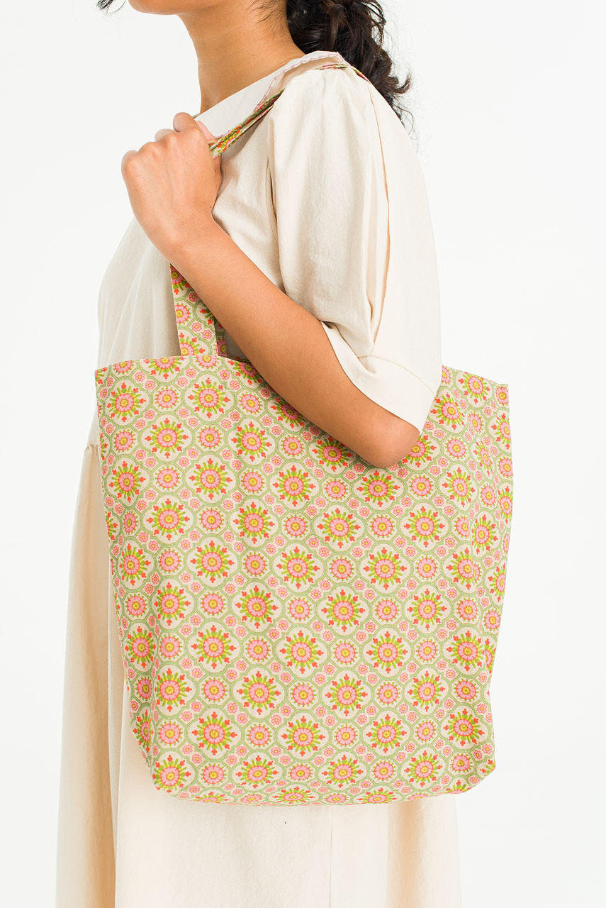 Multi Flower Cotton Bag, Orange