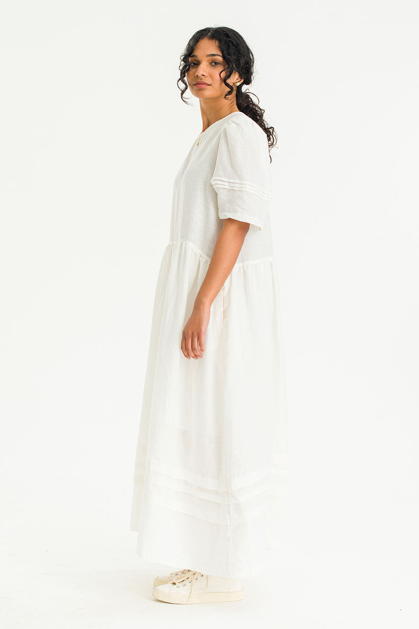 Boe Linen Mid Length Dress, Ivory
