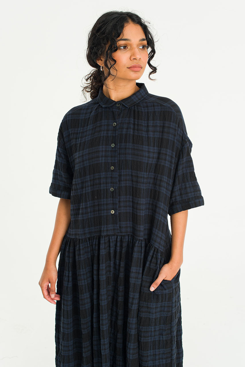 ワンピース HYKE CHECKED BIB FRONT SHIRT DRESS HYKE CHECKED BIB FRONT SHIRT DRESS