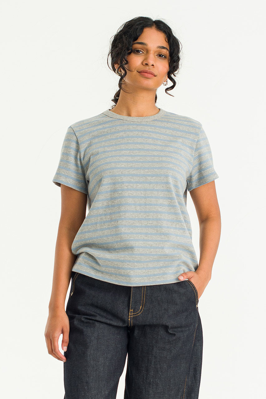 Tamiko Stripe Short Sleeve Tee, Grey