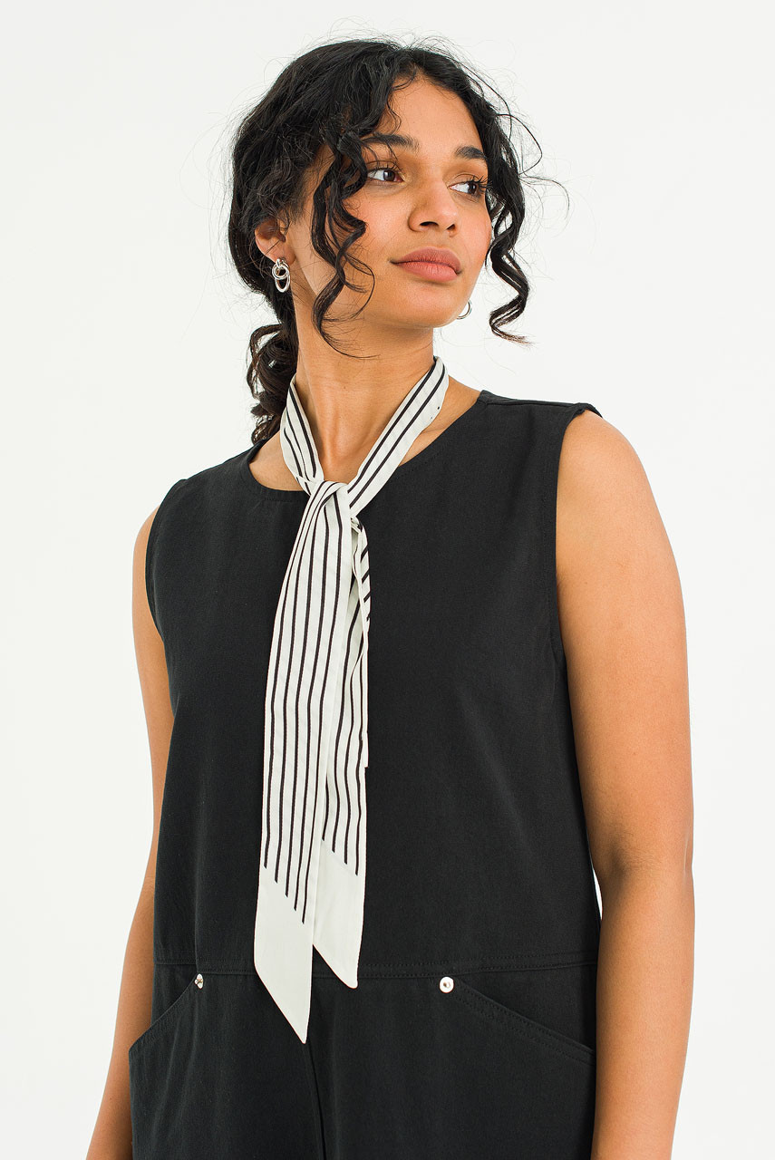 Slim Stripe Scarf, Ivory