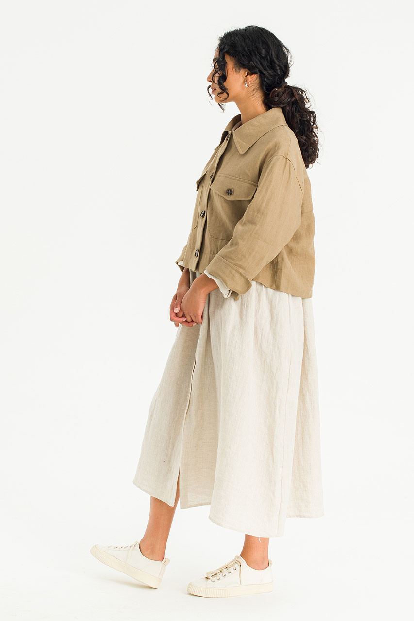Roana Linen Pocket Blouson, Brown