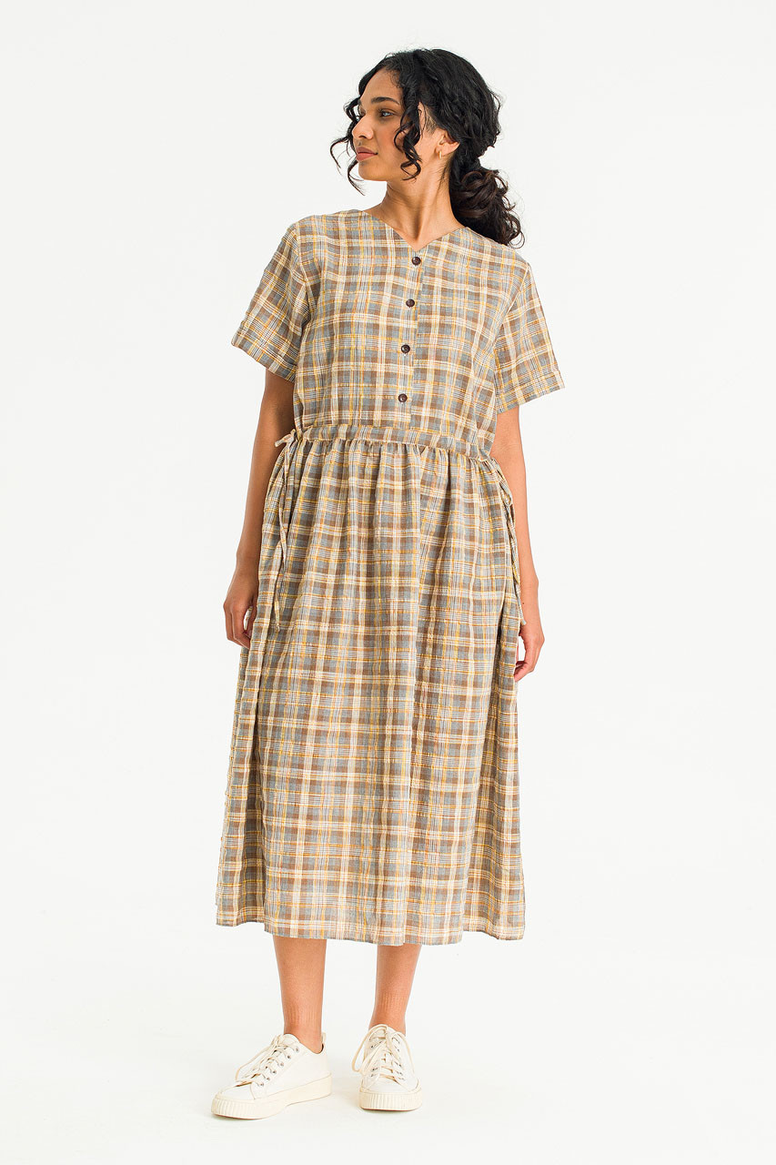 Loen Check Dress, Beige