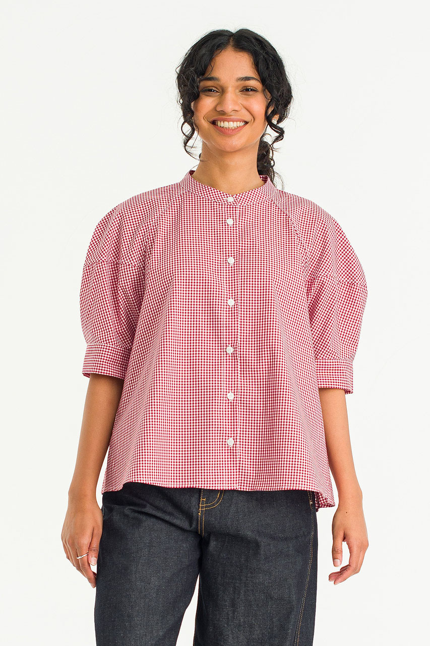 Clarette Check Blouse, Red