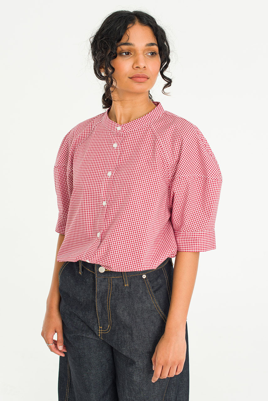 Clarette Check Blouse, Red