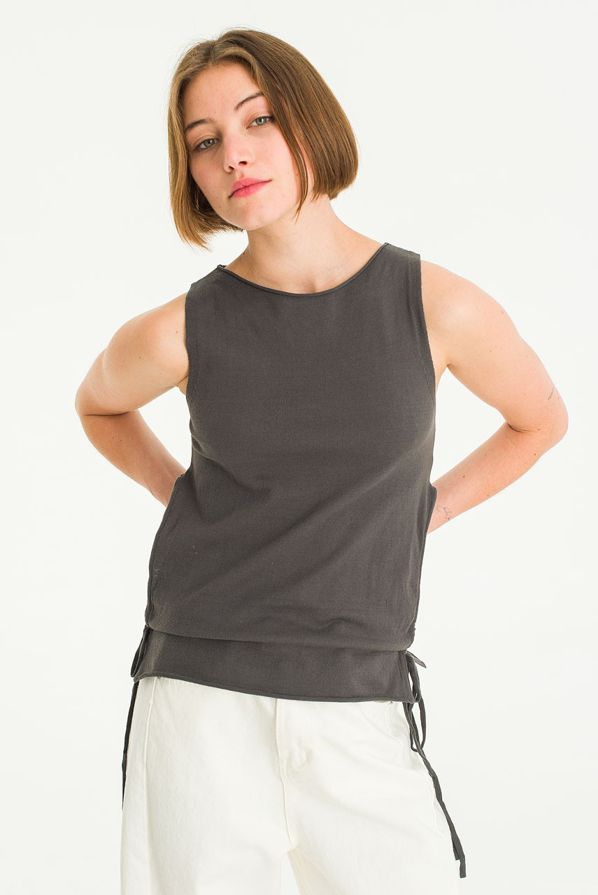 Jane Sleeve Knit Top, Charcoal