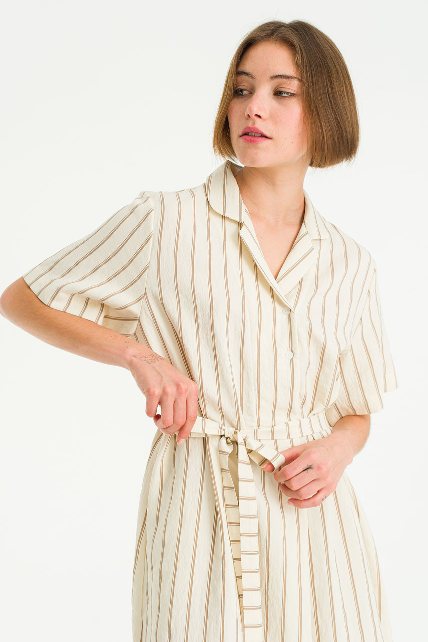 Hoya Stripe Shirt Dress, Beige