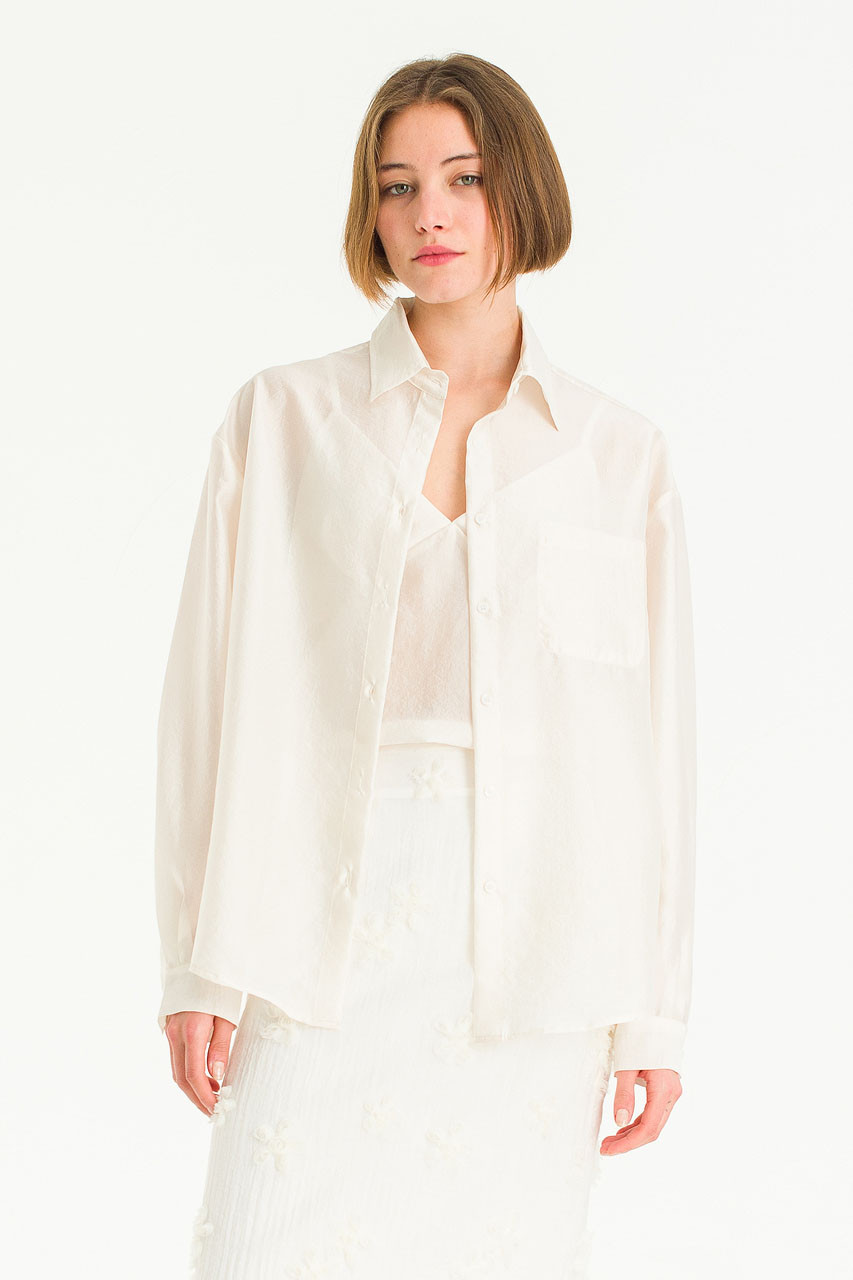 mare Sheer Docking French Sleeve Blouse