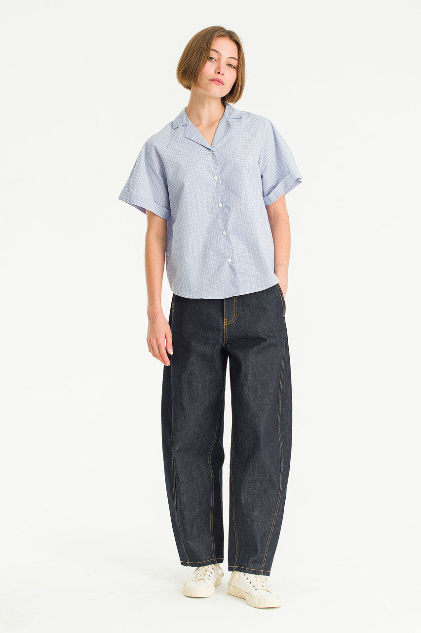 Chiko Check Crop Shirt, Blue