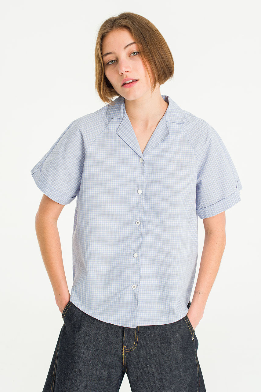 Chiko Check Crop Shirt, Blue