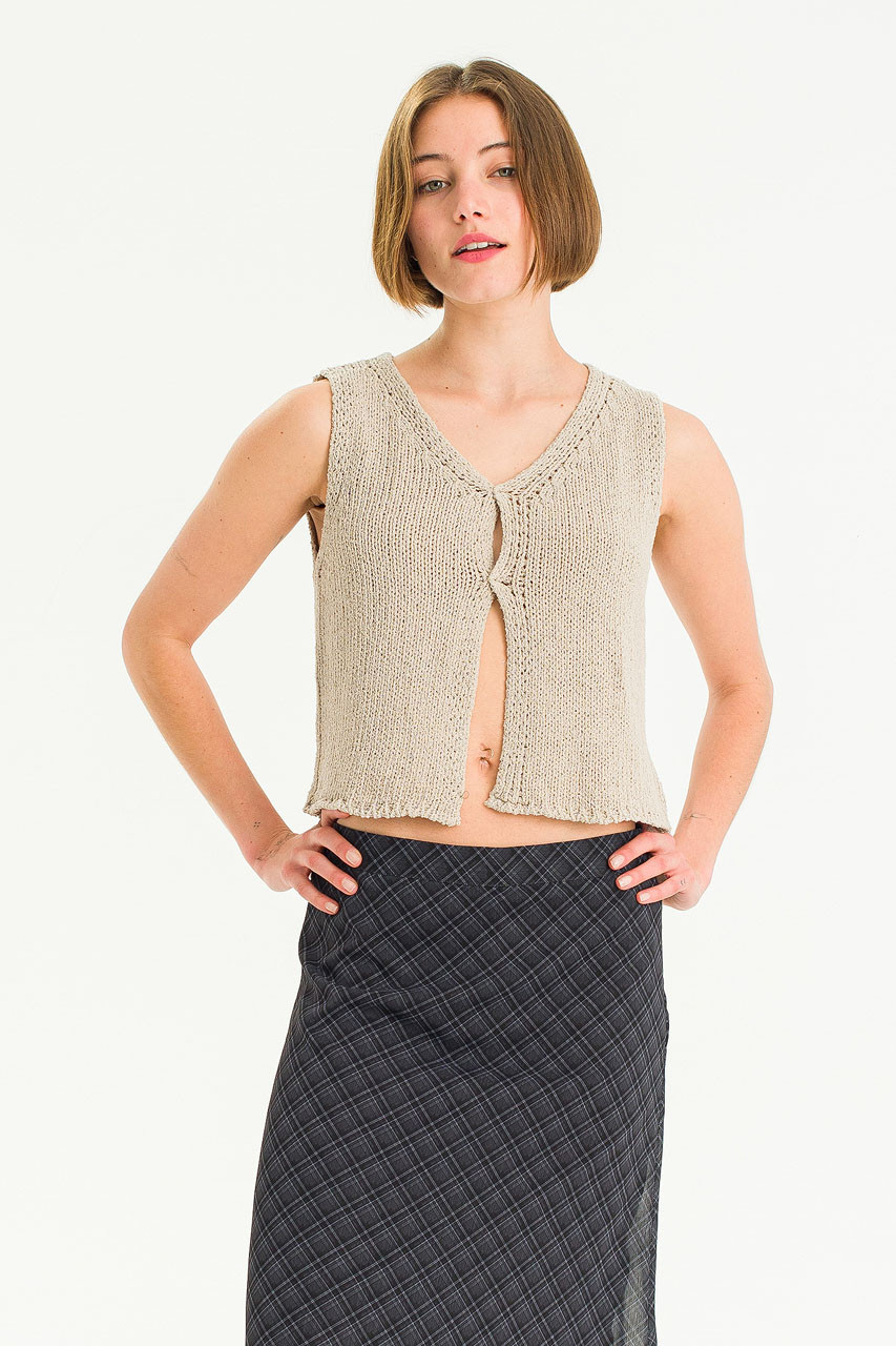 Boucle Open Vest, Mocha