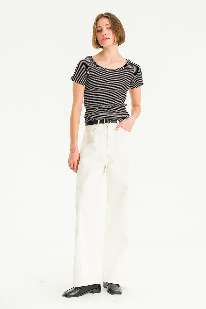 Colette Stripe Crop Tee, Black