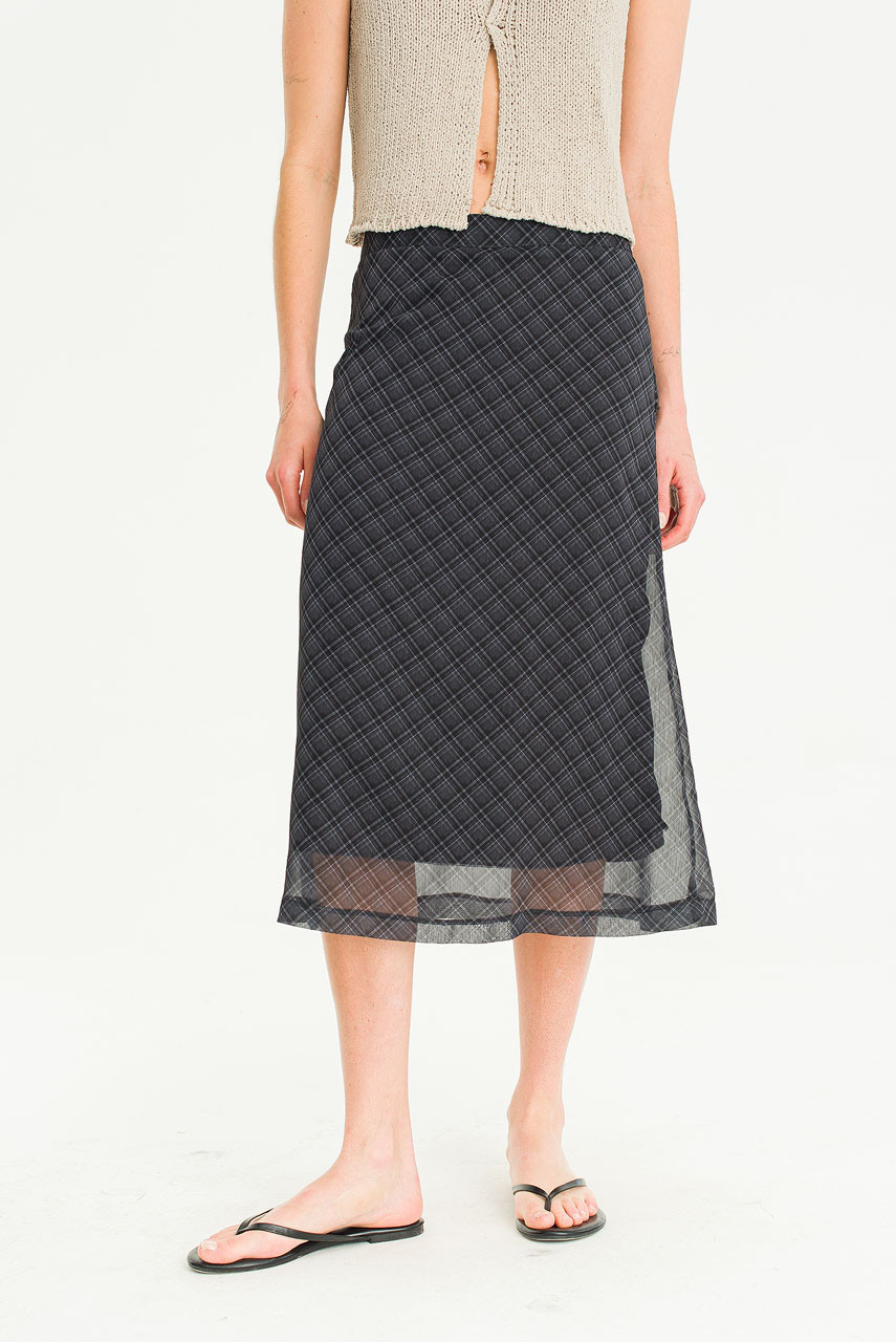 midi skirt_BEIGE ◇LENINA◇ check ETIENNE midi skirt_BEIGE ◇LENINA◇ check ETIENNE