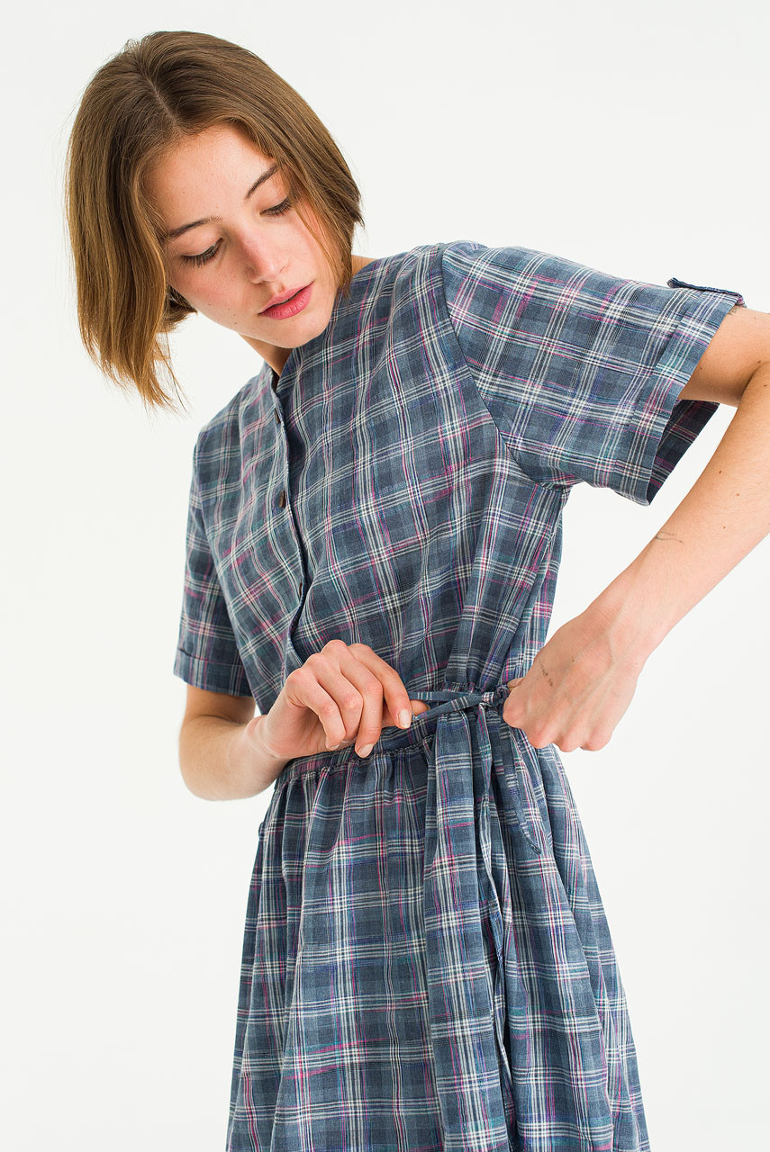 ワンピース Knit Dress Checked gray Pantheon