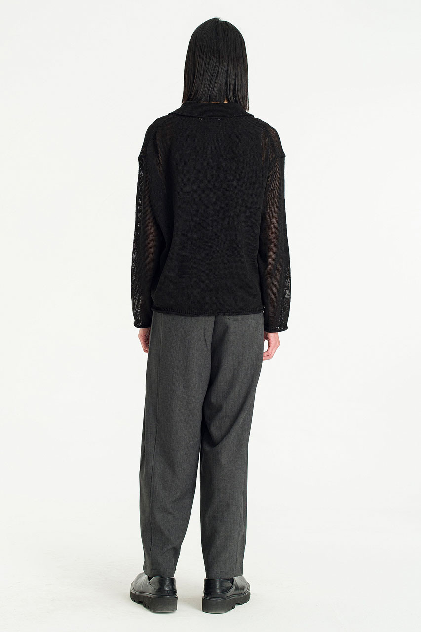 【WOOHWA】UNBAL PINTUCK SILKY SLACKS Menswear | Pleated Slacks, Charcoal