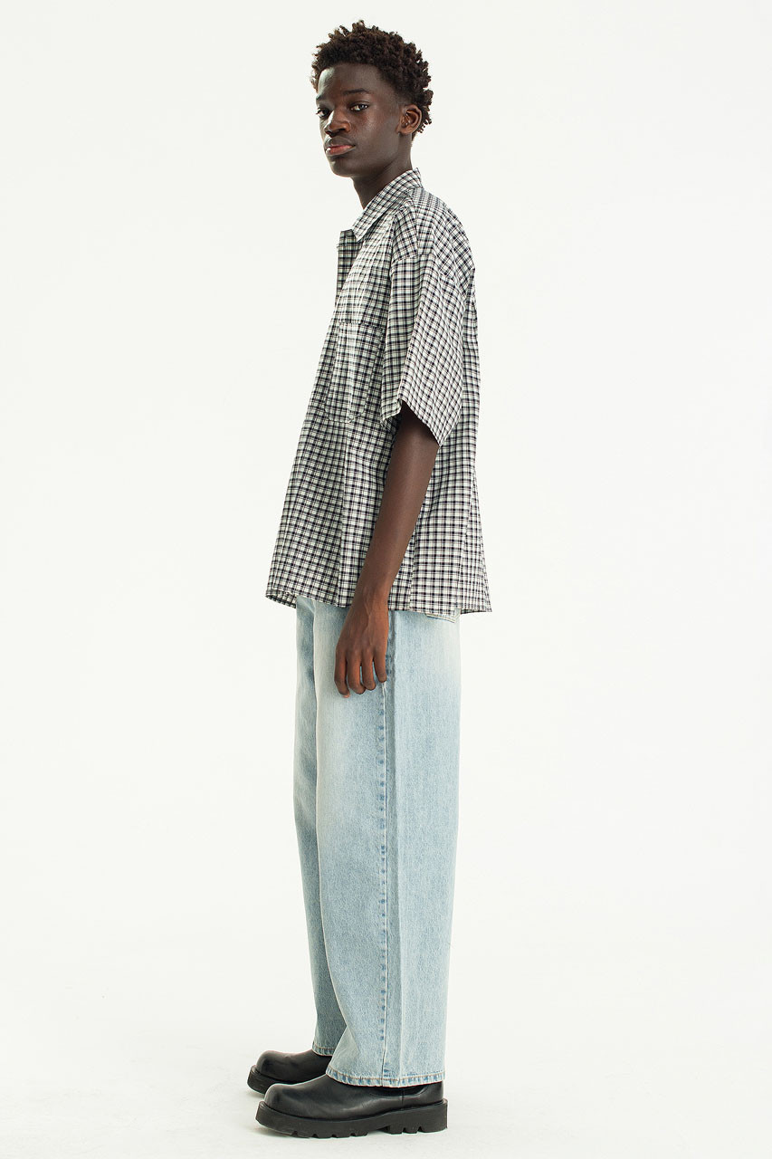 Menswear | Check Short-Sleeve Shirt, Ivory