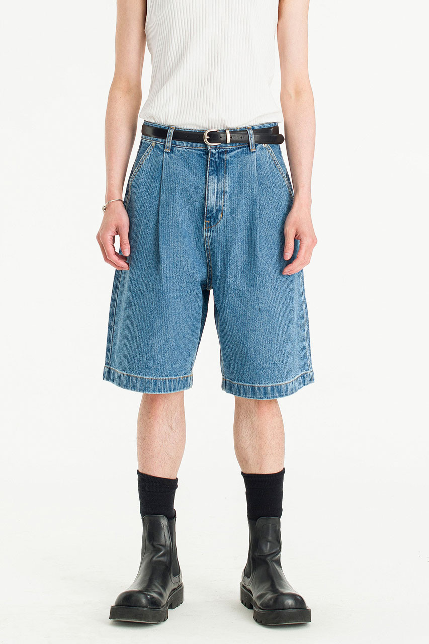 Menswear | Ribbed Denim Shorts, Black