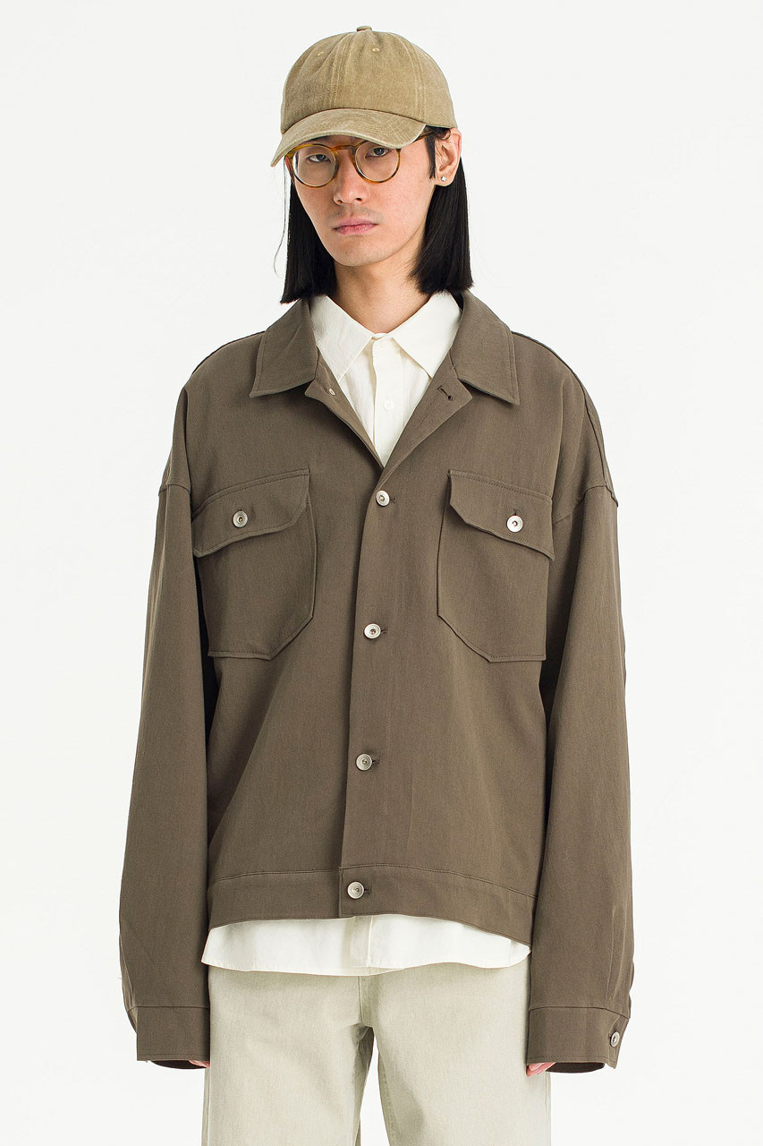 Menswear | Boxy Cotton Jacket, Khaki