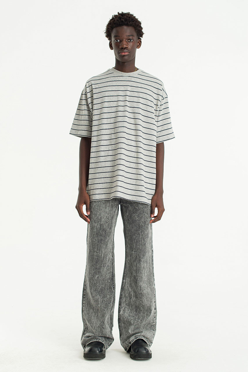Tシャツ・カットソー Striped wide slacks GRAY Menswear | Stripe T-Shirt, Charcoal