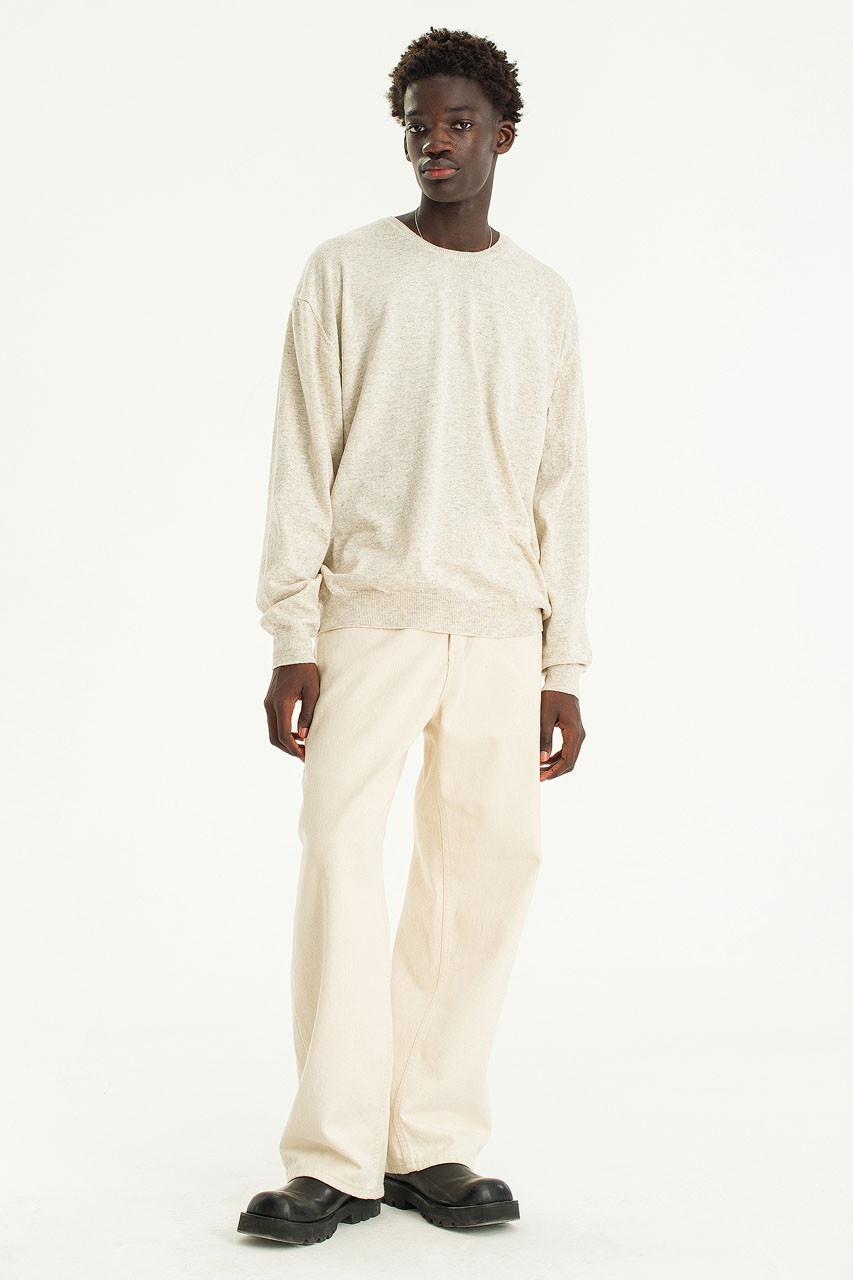 ★SATUR★ W Classic Crew Neck Half Knit Cream SA252WKT03CR COTTON CREWNECK SWEATER – The Real McCoy's
