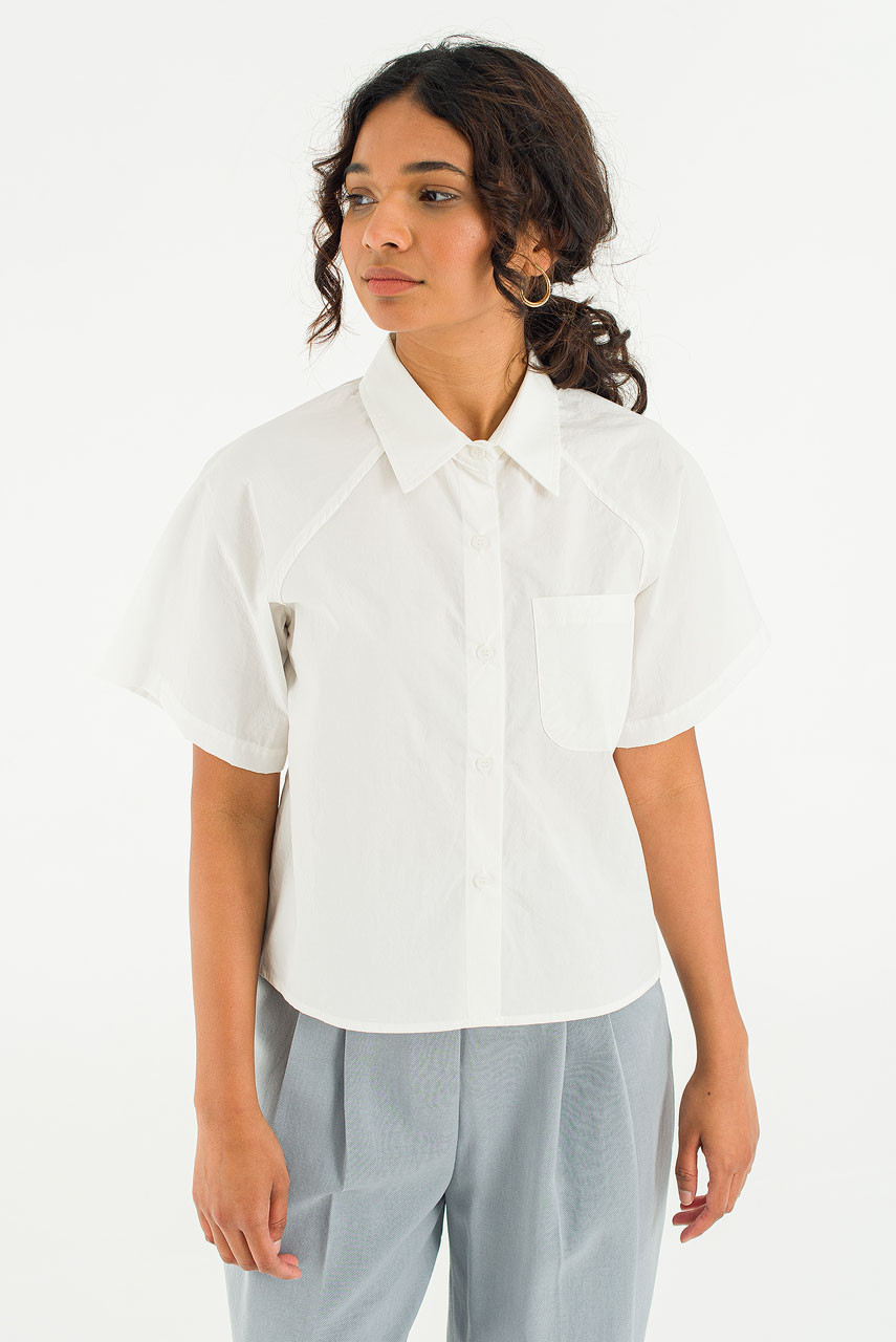Minami Cotton Raglan Crop Shirt, Ivory
