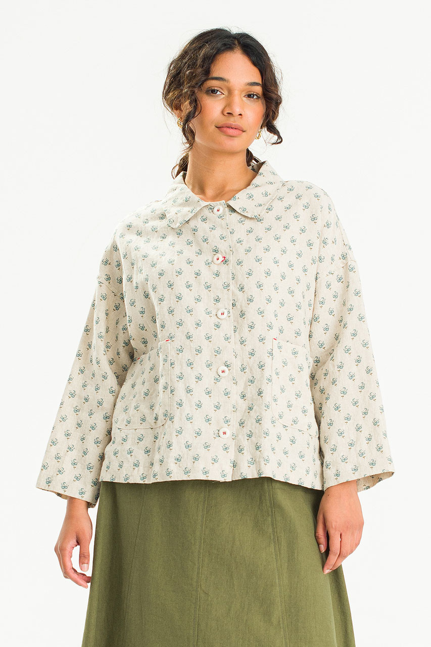 Elderberry Linen Blouson, Beige