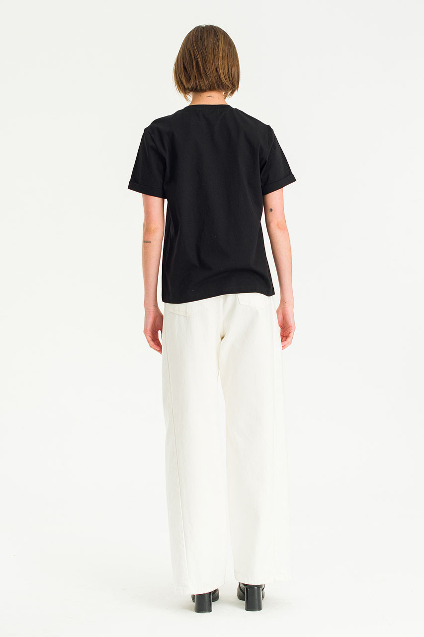 Denise Roll Up Sleeve Tee, Black