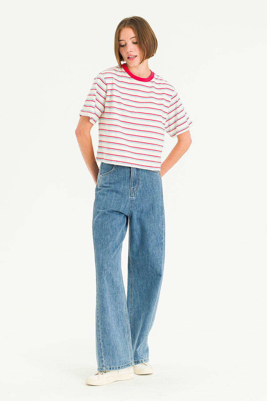 Pop Stripe Crop Tee, Red