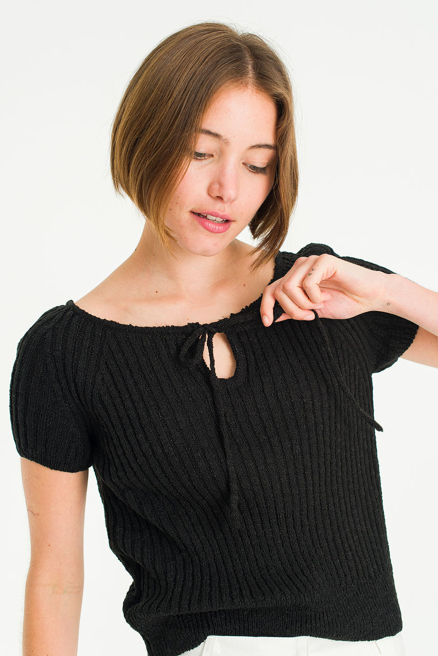 Loire Boat Neck Jumper, Black
