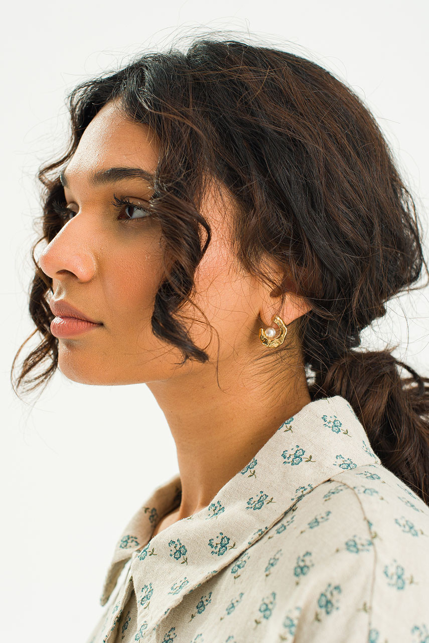 Elise Pearl Earrings, Gold
