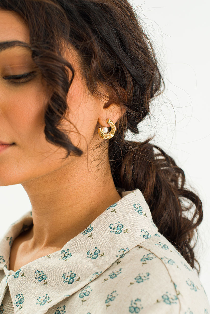 Elise Pearl Earrings, Gold
