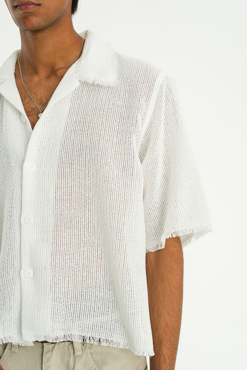 シャツ No.0342 F check cutting crop SHIRT Menswear | Raw Crop Shirt, White