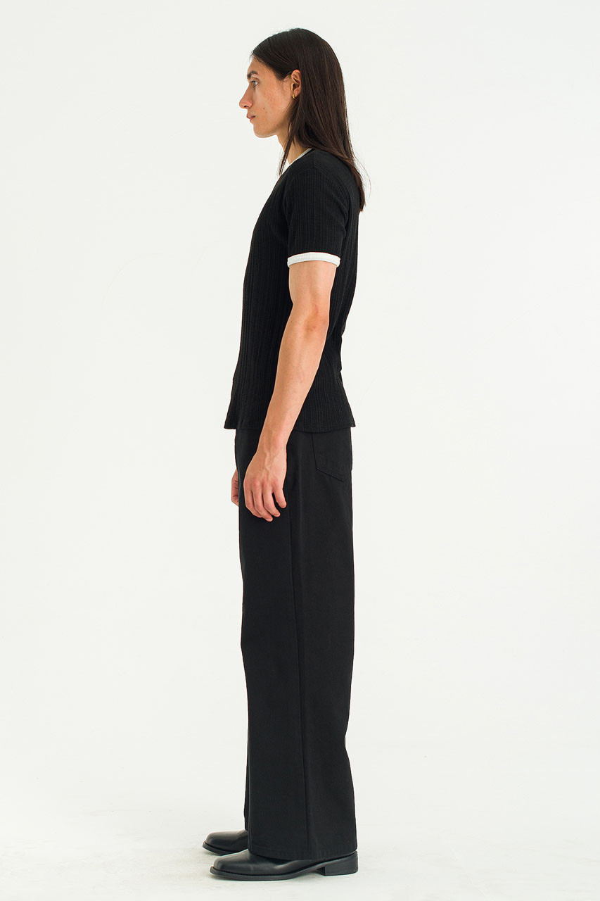 【Anyone more】Dudu Cut Pocket Cotton Bootcut Pants Knit Bootcut Pants with Pockets, Stretch Knit, Black | Woman