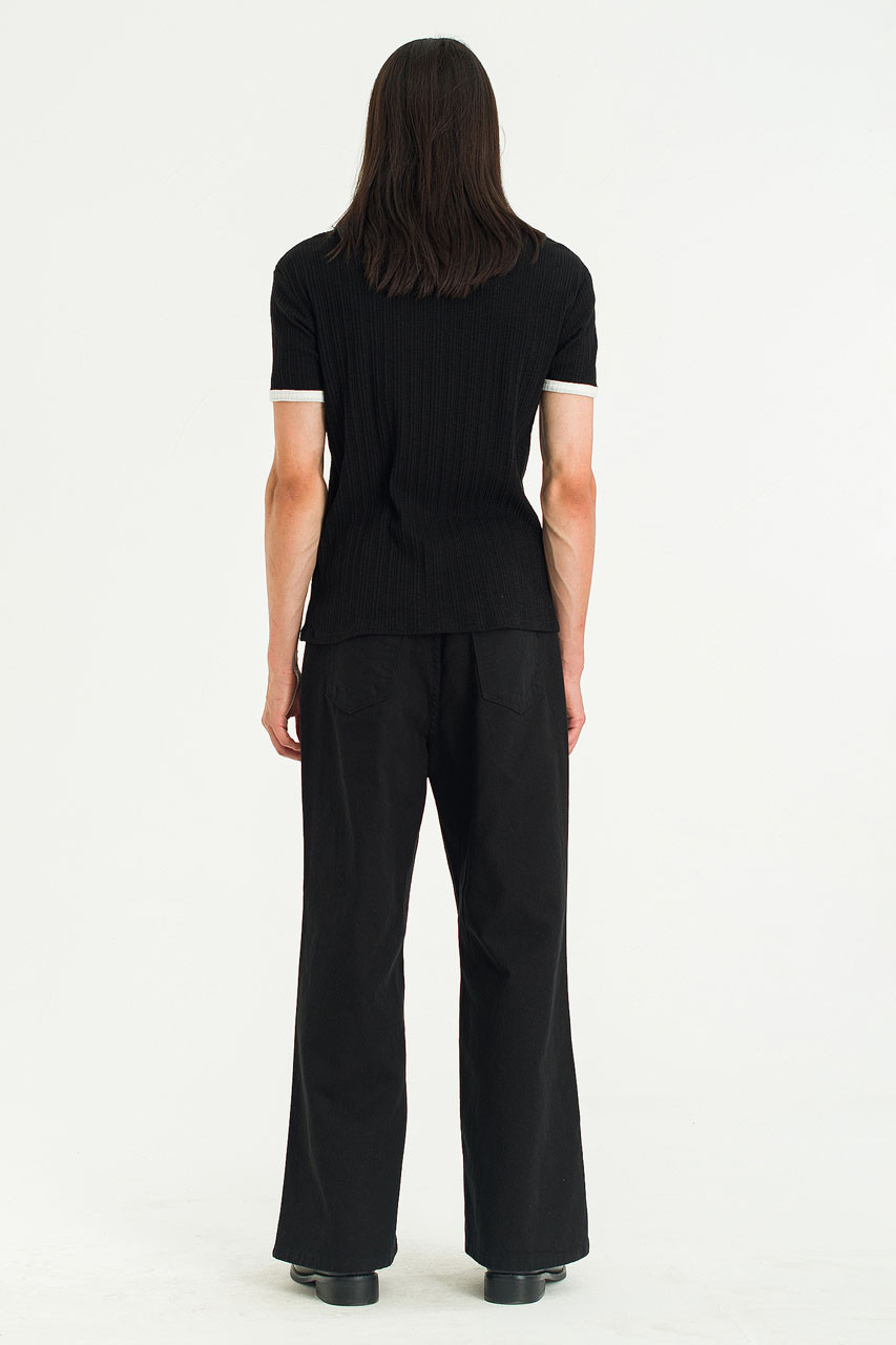 【in a row】Span Cotton Bootcut Pants Menswear | Cotton Bootcut Pants, Black