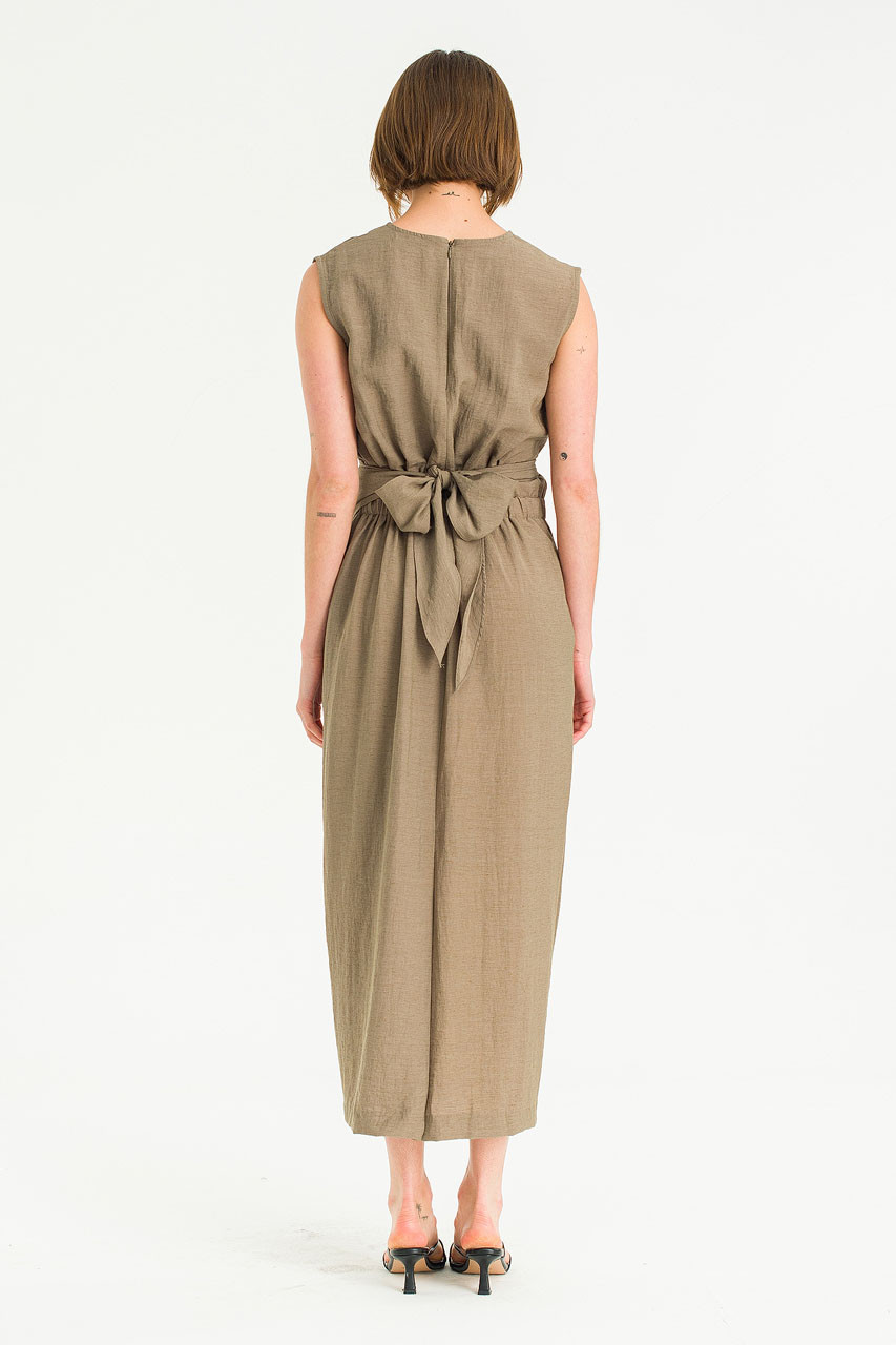 Drape Knot Dress, Khaki Brown