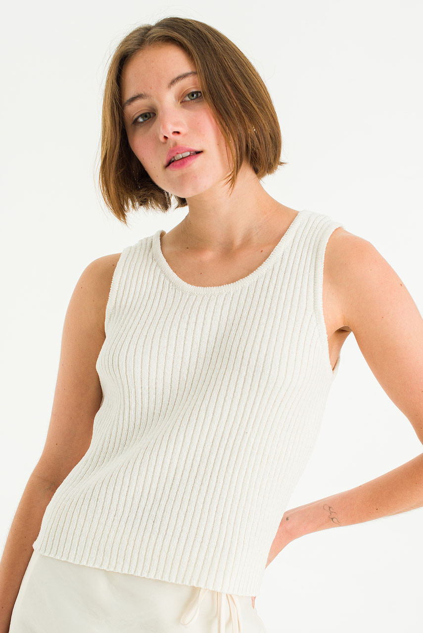 Ribbed Knit Tank, Ivory