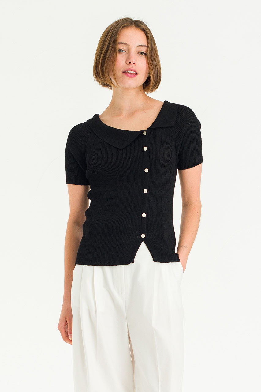 Lucie Knit Polo, Black