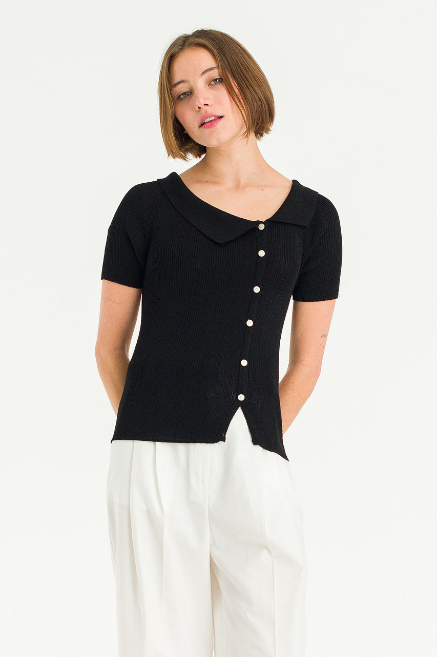 Lucie Knit Polo, Black