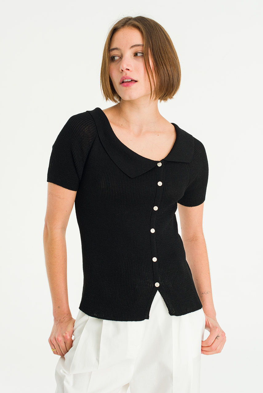 Lucie Knit Polo, Black
