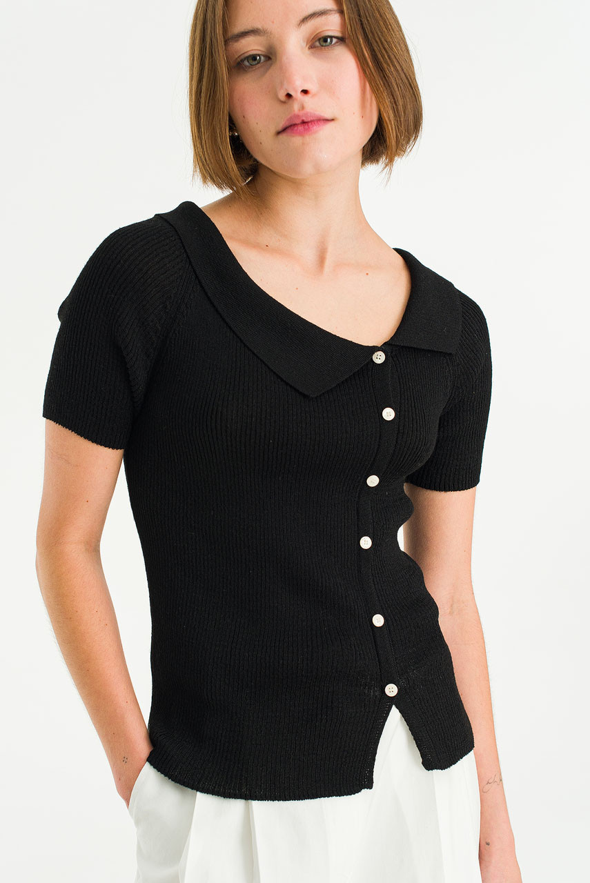 Lucie Knit Polo, Black