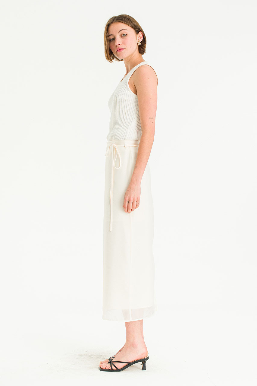 Sheer Layered Mid Length Skirt, Ivory