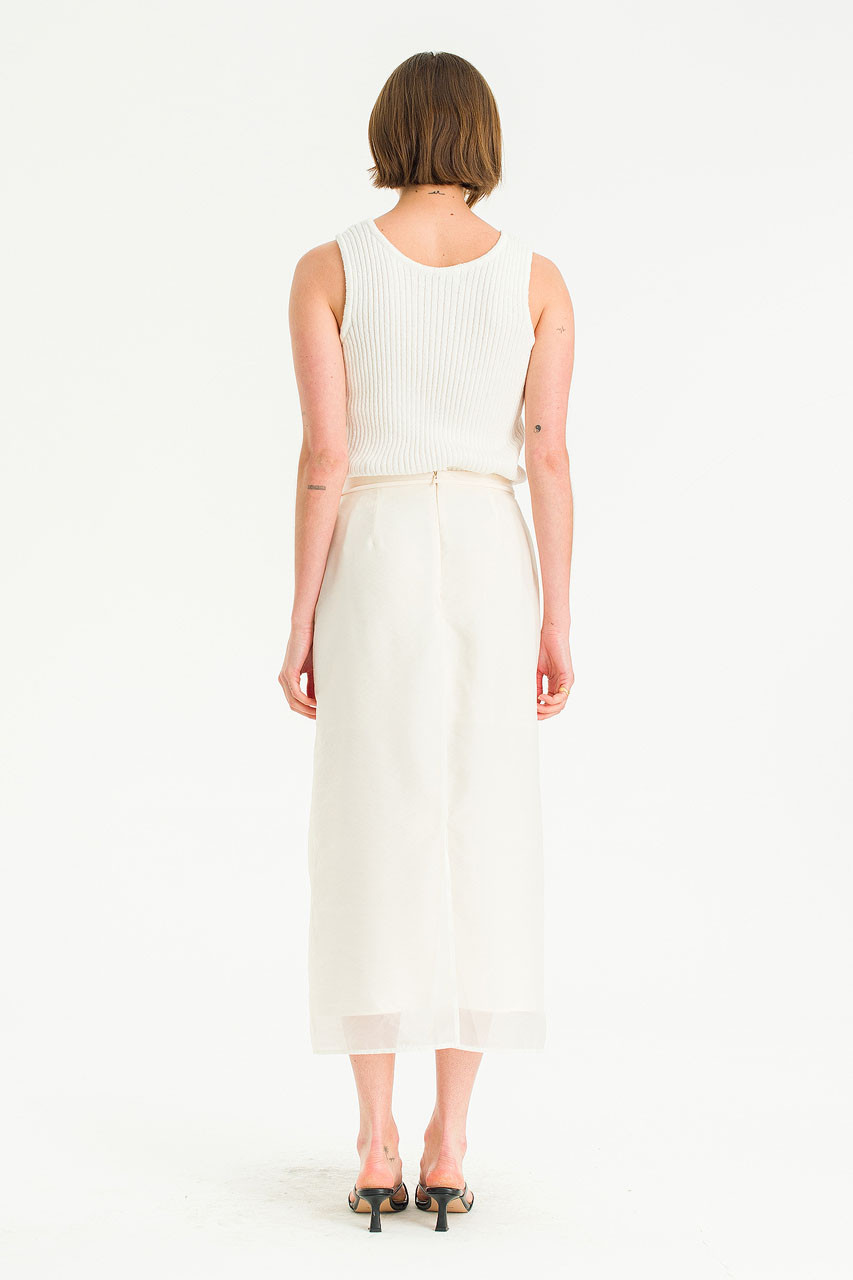 Sheer Layered Mid Length Skirt, Ivory