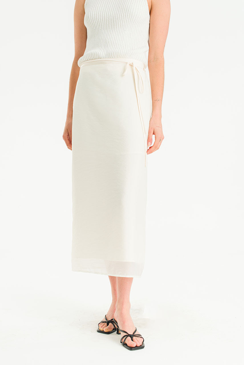 Sheer Layered Mid Length Skirt, Ivory