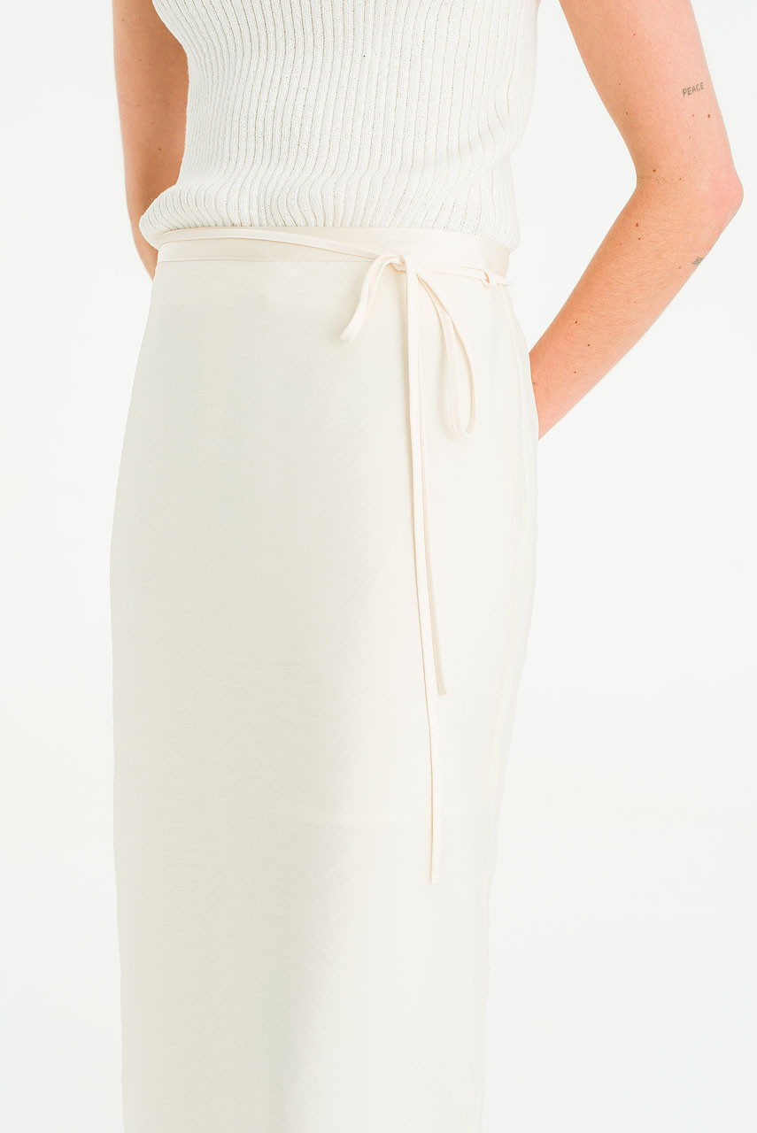 Sheer Layered Mid Length Skirt, Ivory