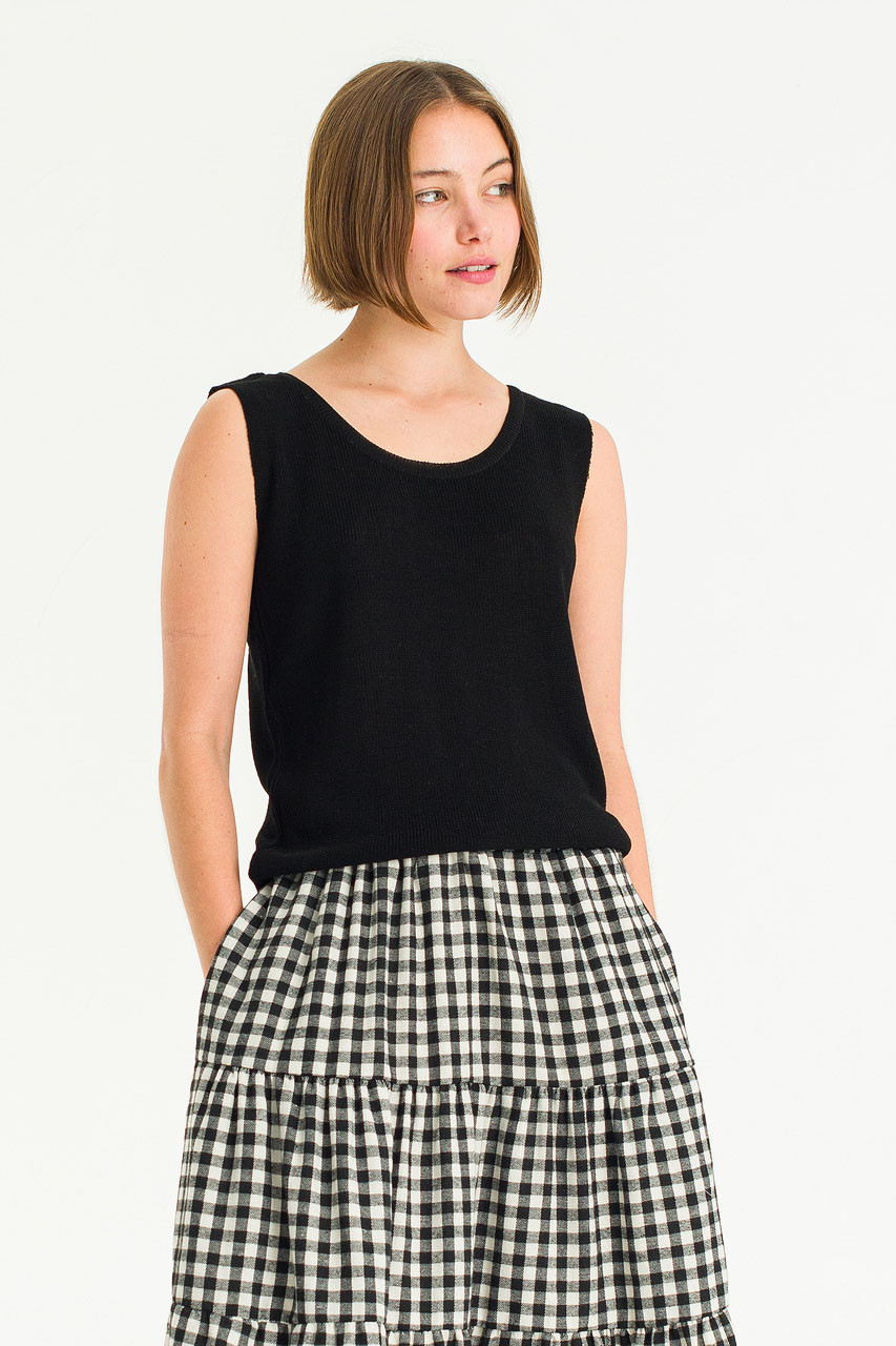 Summer Knit U neck Tank, Black